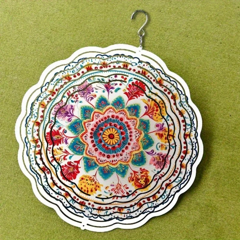 CIFBUY Mandala Wind Chime Rotating Hook Outdoor Garden Decor Artistic Balcony Hanging Gift for Spring Summer Yard Ornament