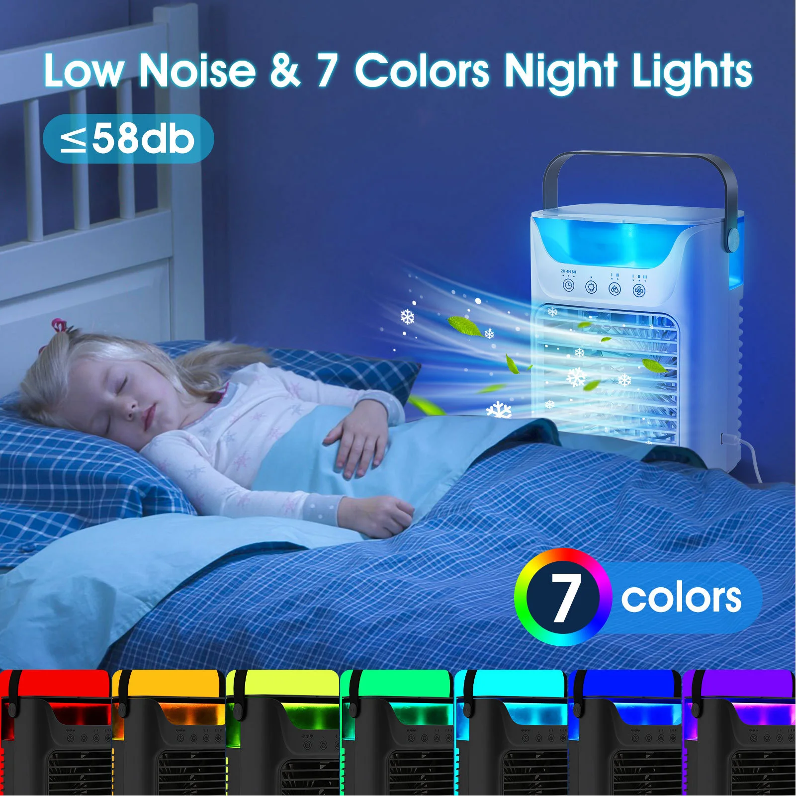 Air Conditioner Fan 700ML 3 Speed 2 Cold Fog 3 Automatic Timing Portable Air Cooler Humidifier Air Conditioner Cooling Fan