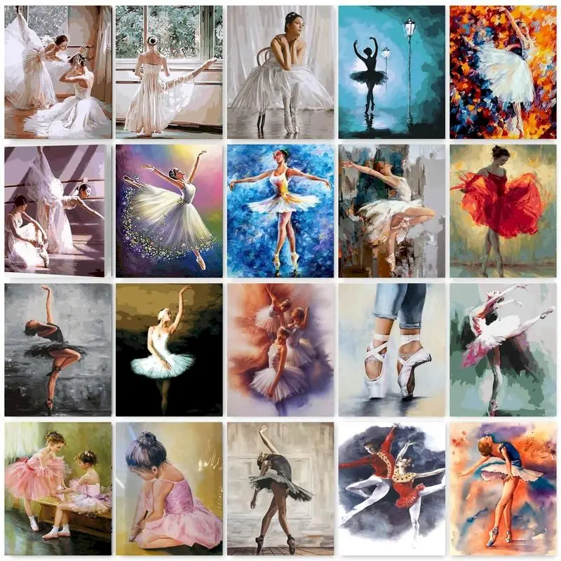 GATYZTORY Acrylic Painting By Numbers For Handiwork Ballet Girl Coloring By Numbers For Adults DIY Gift On Canvas Wall Decors