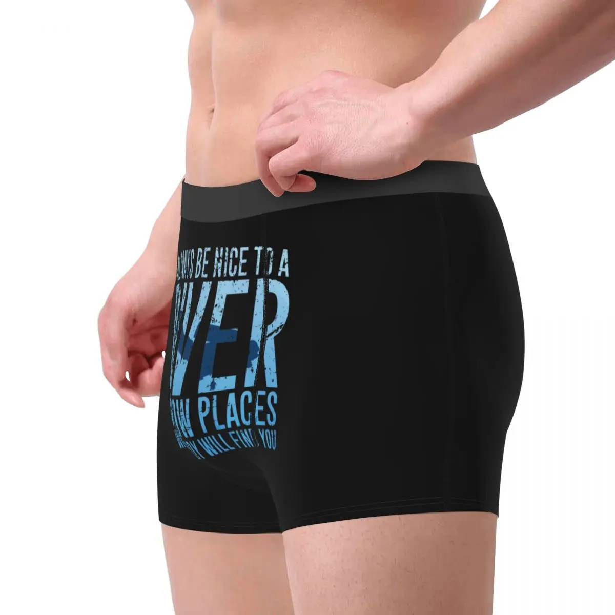 Men Scuba Diving Boxer Shorts Panties Breathable Underwear Always Be Nice to a Diver Homme Sexy Plus Size Underpants