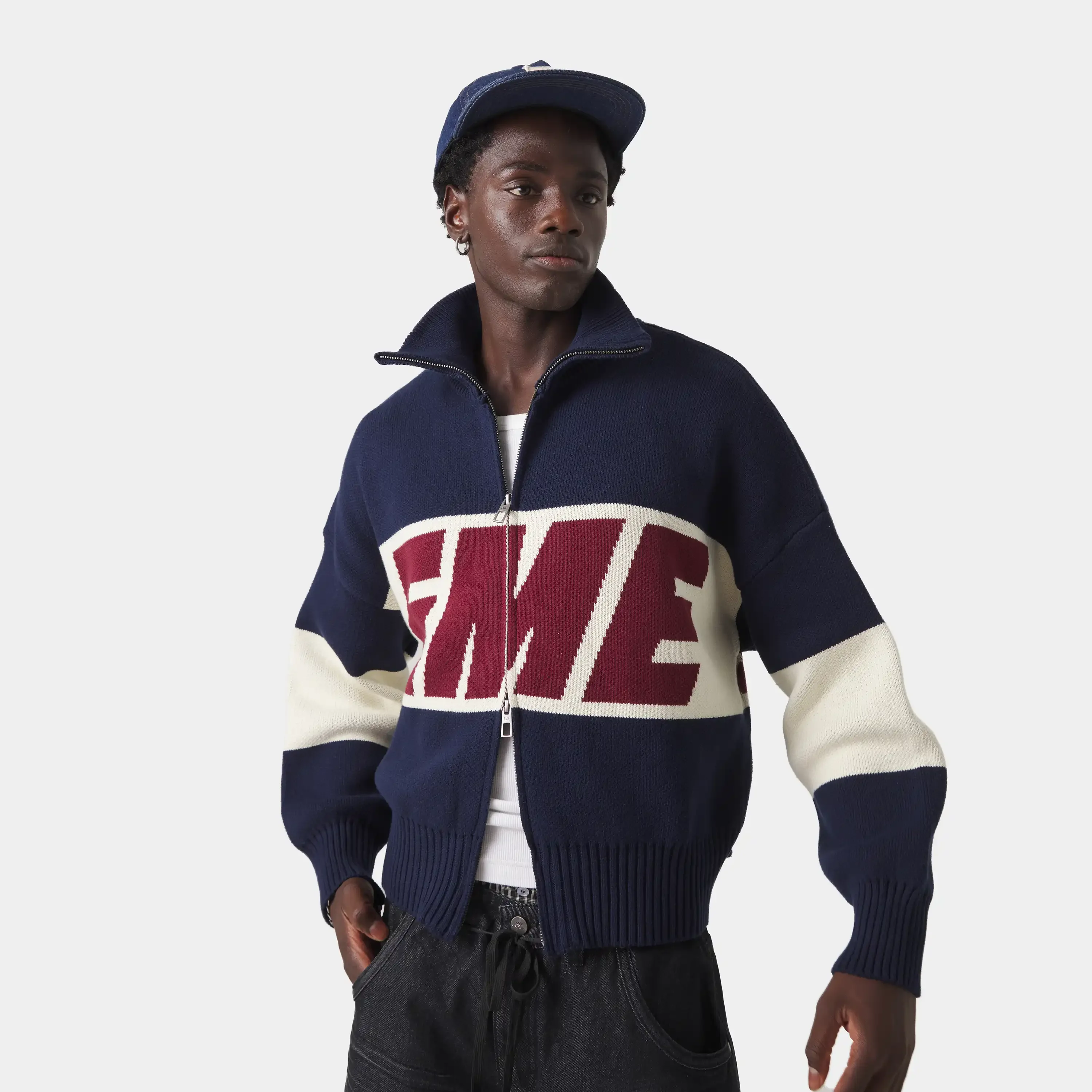 

Новый европейский и американский свитер с вышивкой, мужской уличный модный брендовый кардиган с надписью на молнии, большой свитер для женщин