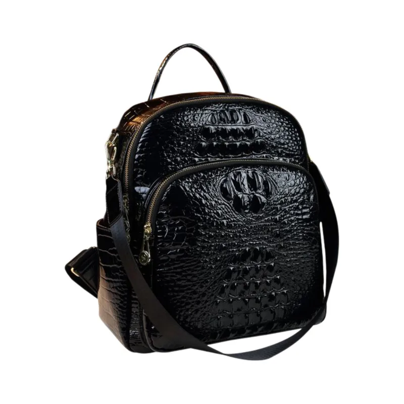 Crocodile Pattern Backpack for Women, Large Capacity Laptop Backpack, Business Casual College School Bag Travel Rucksack