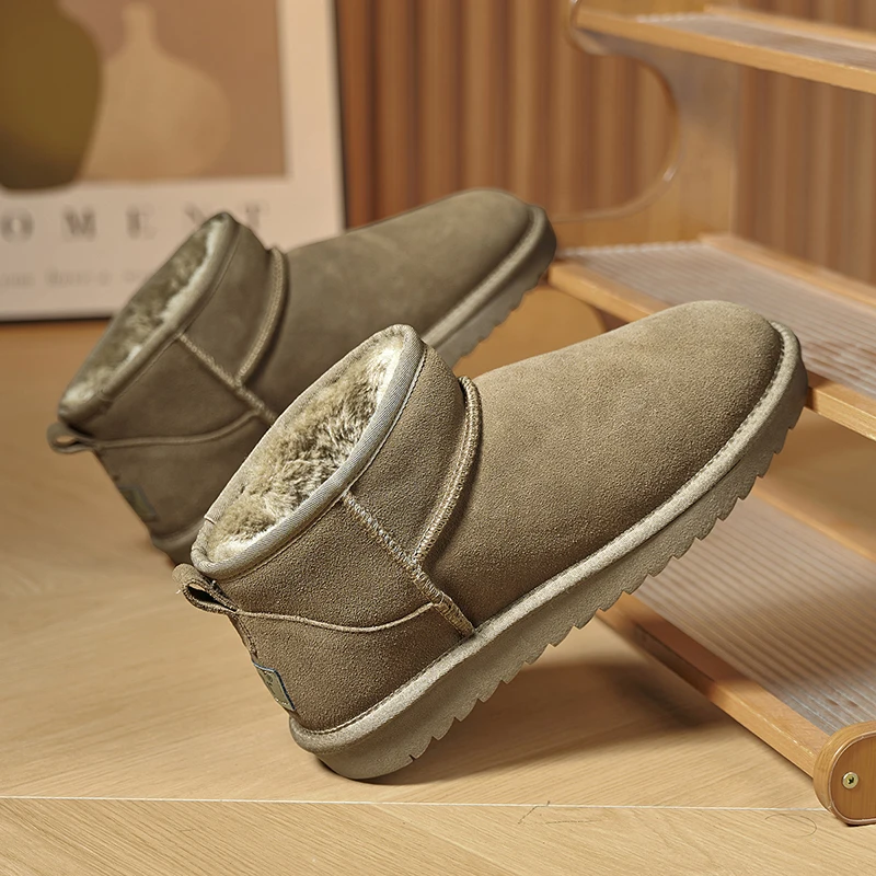 

Men’s Thermal Winter Footwear, Faux Fur & Waterproof, One-Click Slip-On for New Year’s Brunch & Snowy Streets