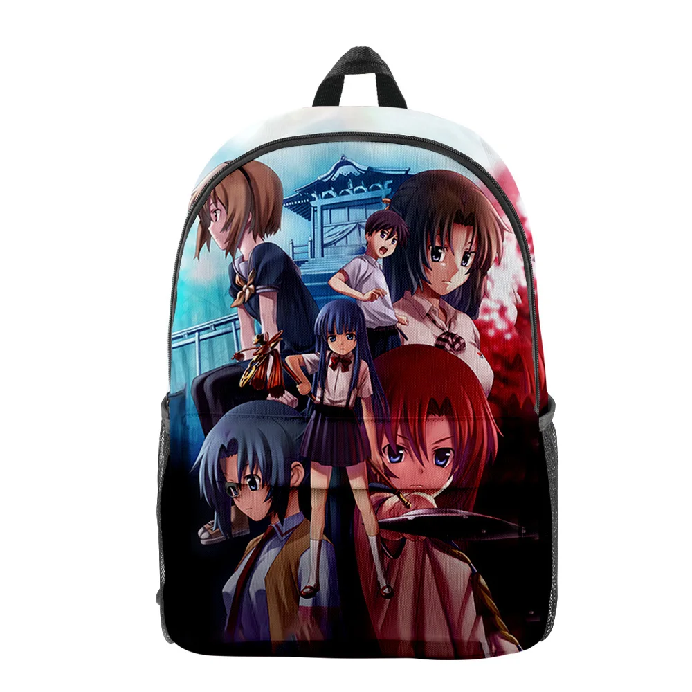 Classic When They Cry Higurashi Zip Pack 3D Printed School Bags Notebook Backpacks Oxford Waterproof Boys/Girls Travel Bags