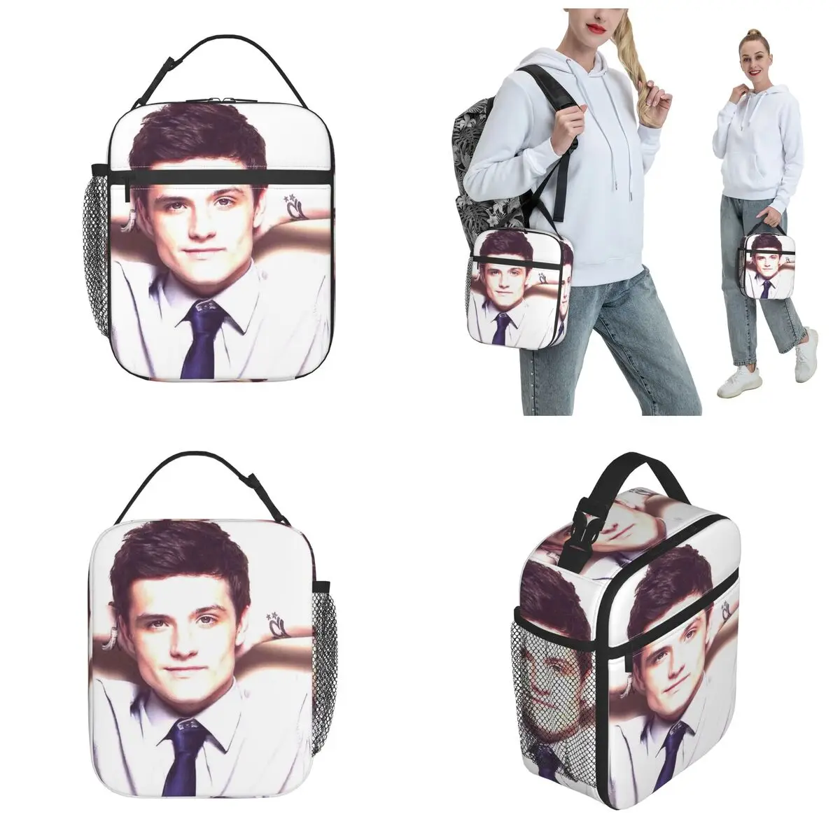 Insulated Lunch Bags Josh Hutcherson Whistle Meme Product Storage Food Box Harajuku Cooler Thermal Bento Box For School