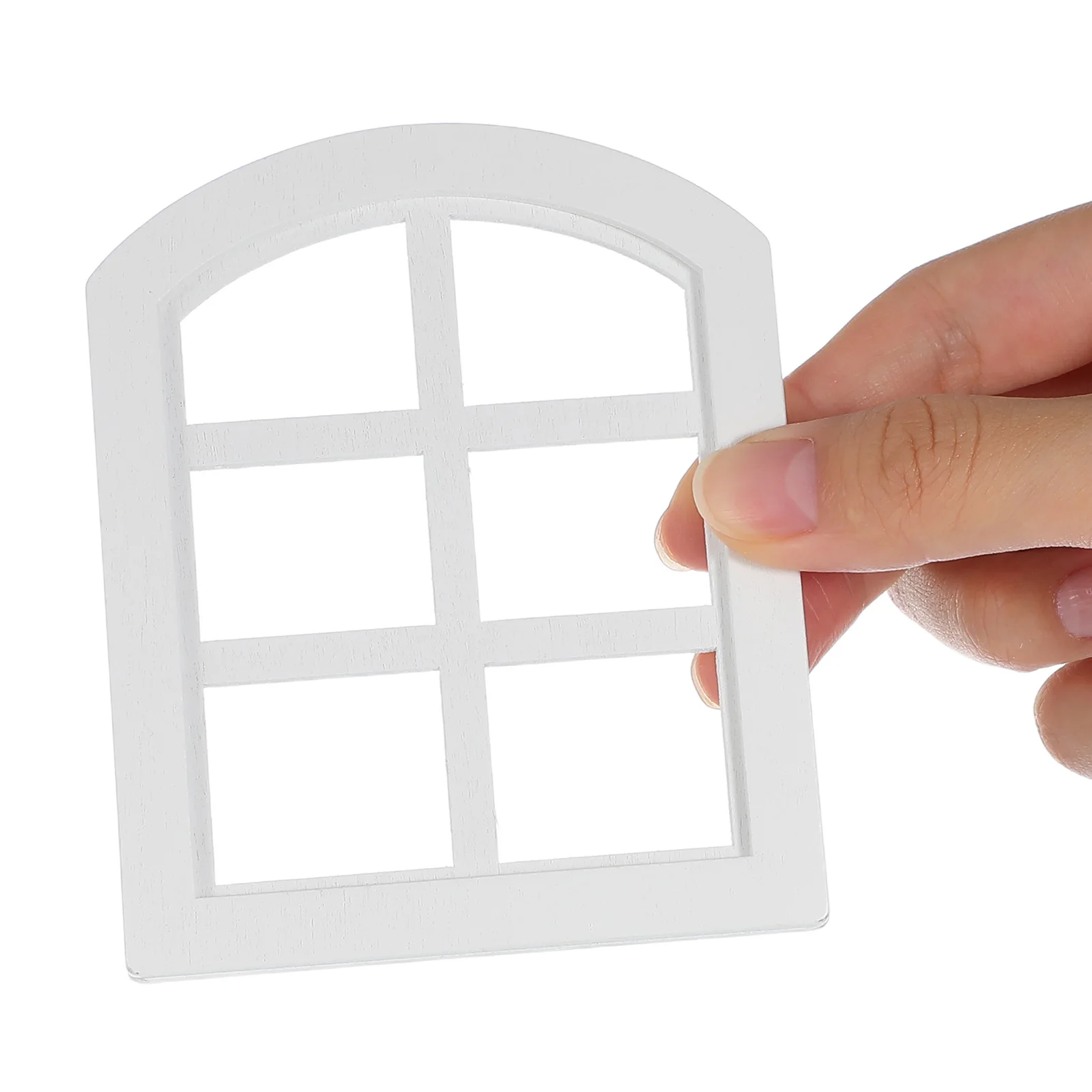

6 Pcs House Furniture Mini Supplies Dollhouse Window Square Furnitureure Wooden Door Model Decor