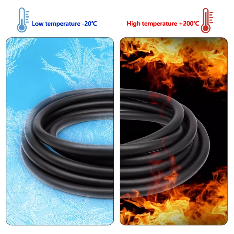 1-10m Black FKM Viton Tube Dia. 2mm - 25mm High Temperature 200Deg.C Acid Alkali Corrosion Resistance Fluororubber Oil Hose
