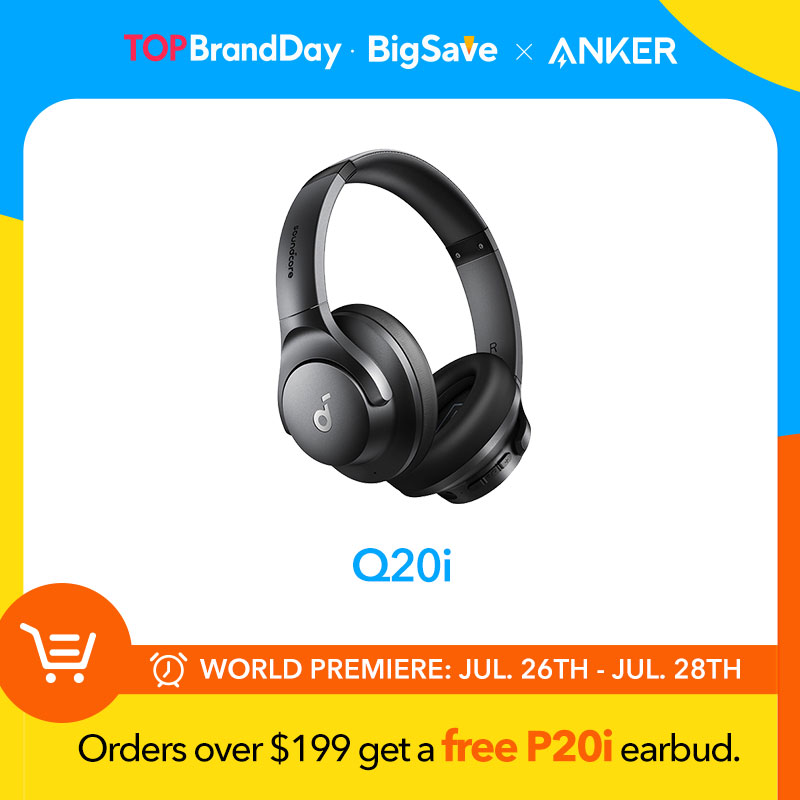  soundcore by Anker Q20i Hybrid Active Noise Cancelling Headphones Wireless Over-Ear Bluetooth 40H Long ANC Playtime 