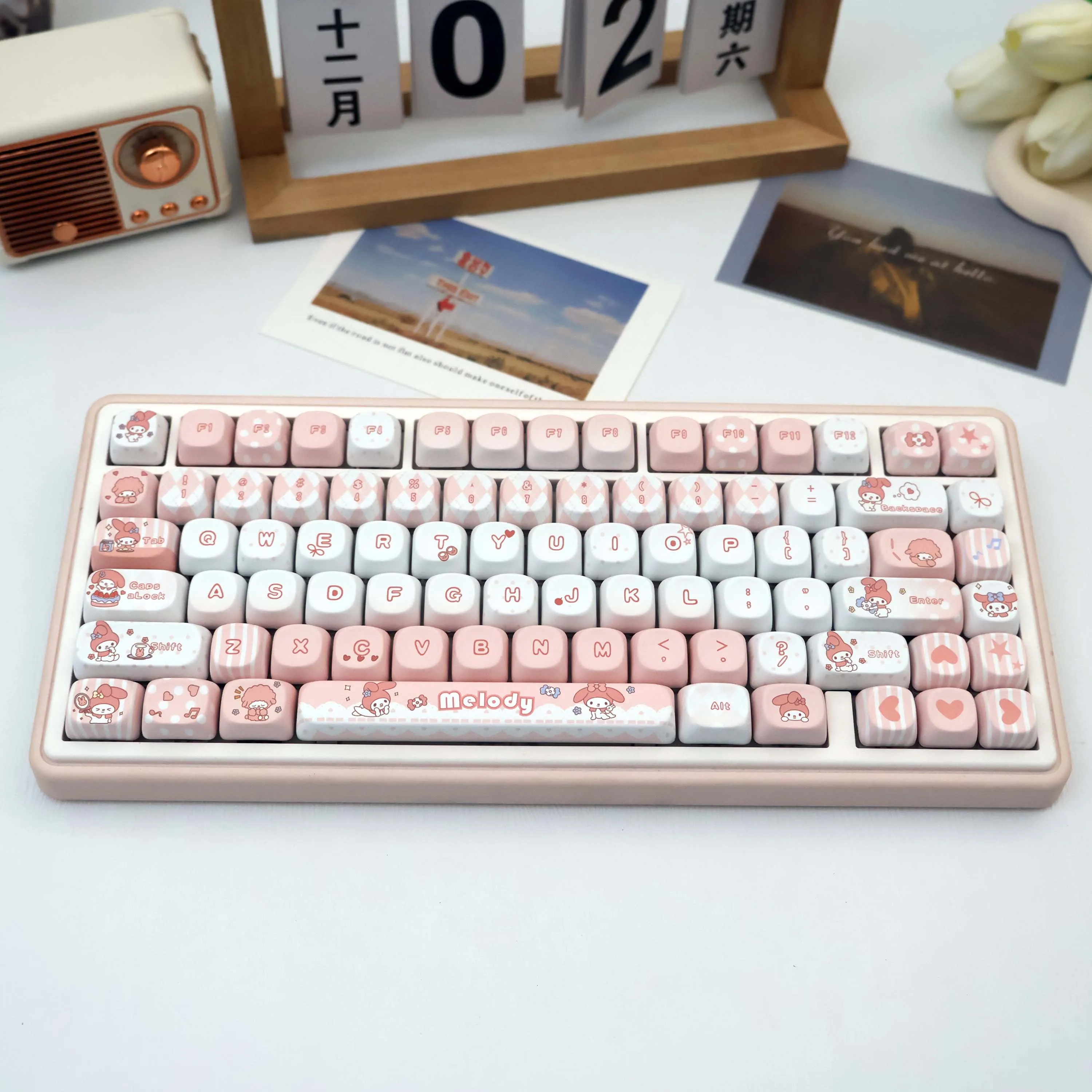 136 Keys My Melody PBT Keycaps MOA Dye-Sub MX Mechanical Keyboard Set for 61/64/68/87/96/104/108