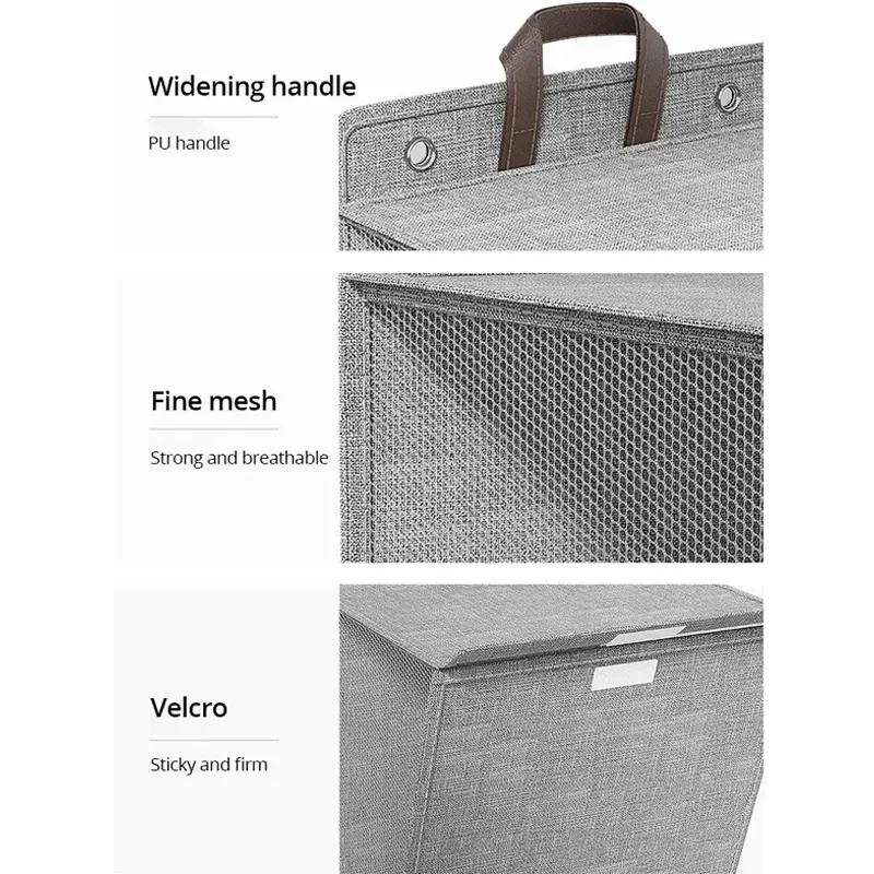 Waterproof Wall Hanging Laundry Basket Foldable Dirty Clothes Blue Living Room Bedroom Clothes Toys Large Capacity Storage Bag