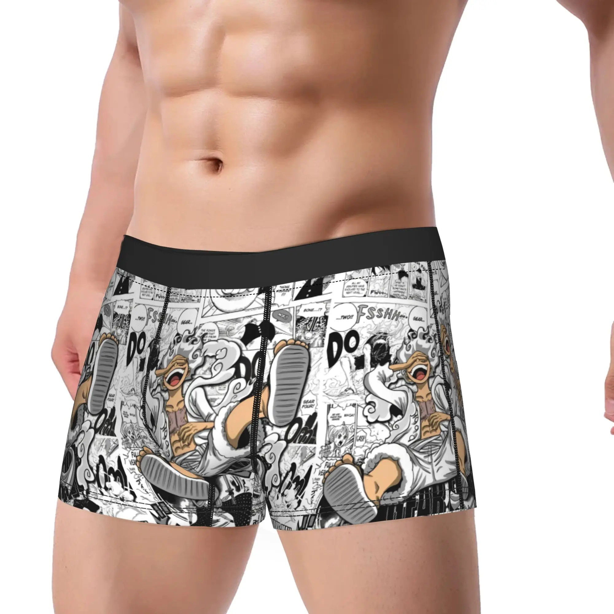 

Men's One Piece Underwear Luffy Japanese Anime Printed Boxer Briefs Shorts Panties Male Breathable Underpants S-XXL