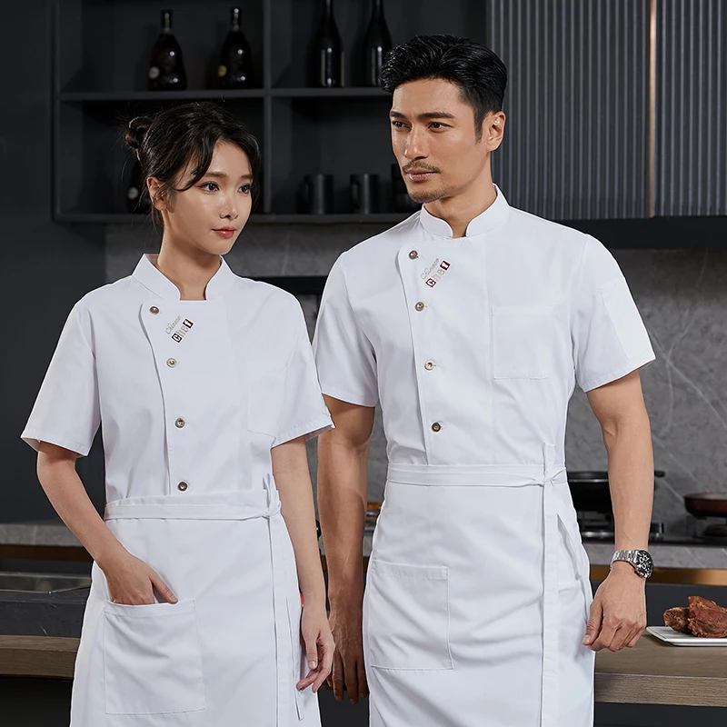 Uniforme de cocinero profesional para hombre, camisa de Chef, chaqueta de cocina, ropa de trabajo para restaurante, ropa de trabajo para Hotel, monos de camarero de panadería