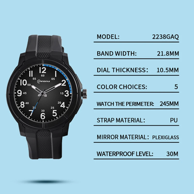 UTHAI CA02 Men\'s Quiet Exam Sports Watch Brand Large Dial Rubber Glow Waterproof Clock Student Women\'s Fashion Quartz Watches