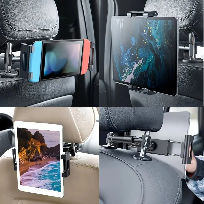 Plastic Car Rear Seat Headrest Mobile Phone Holder Universal Telescopic Adjustment Mini Tablet Phone Holder Stand for Auto Car