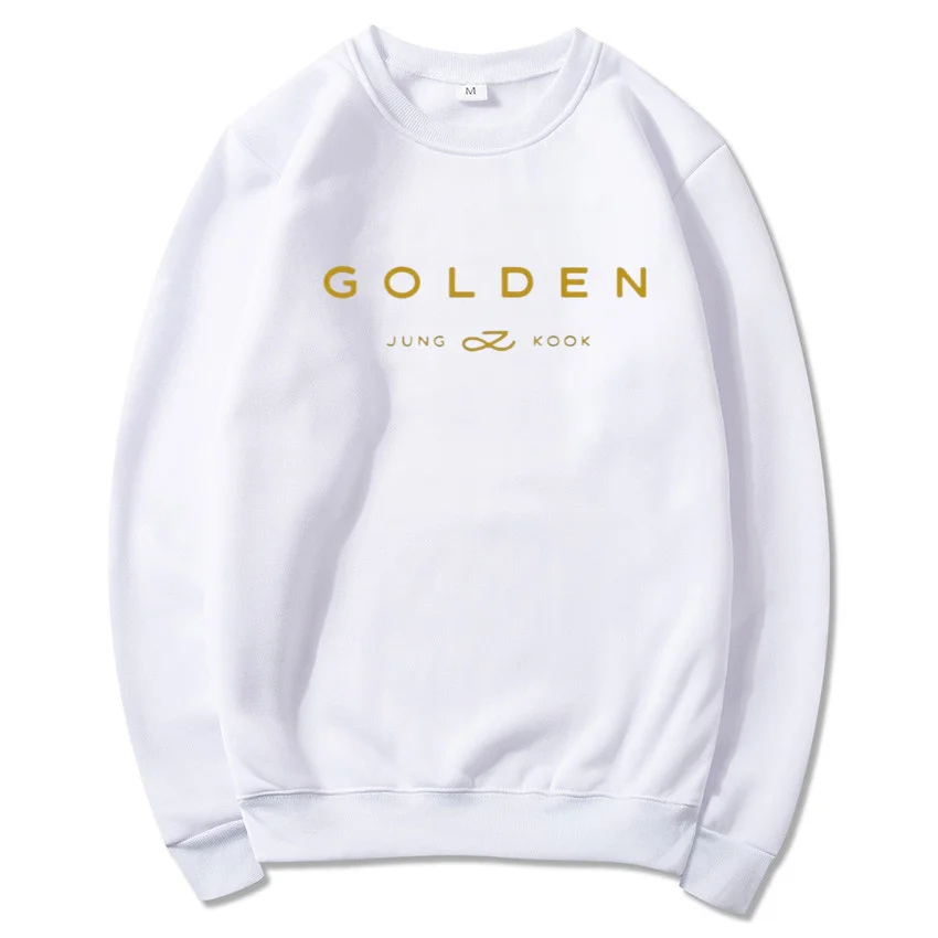 Jungkook Kpop Golden Album Hoodie Retro Sudaderas Winter Warm Sweatshirt Trendy Hoodie Unisex Long Sleeve Top Oversized