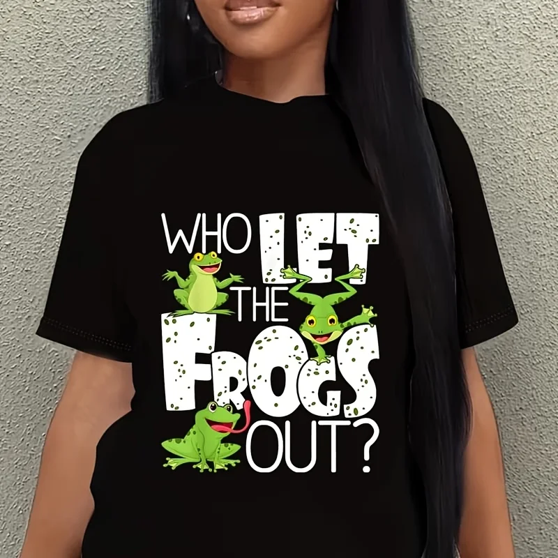 Who Let the Frogs Out - Funny Amphibian Lover Frog Owner Women's Plus Size T-Shirt 100% Cotton 220g