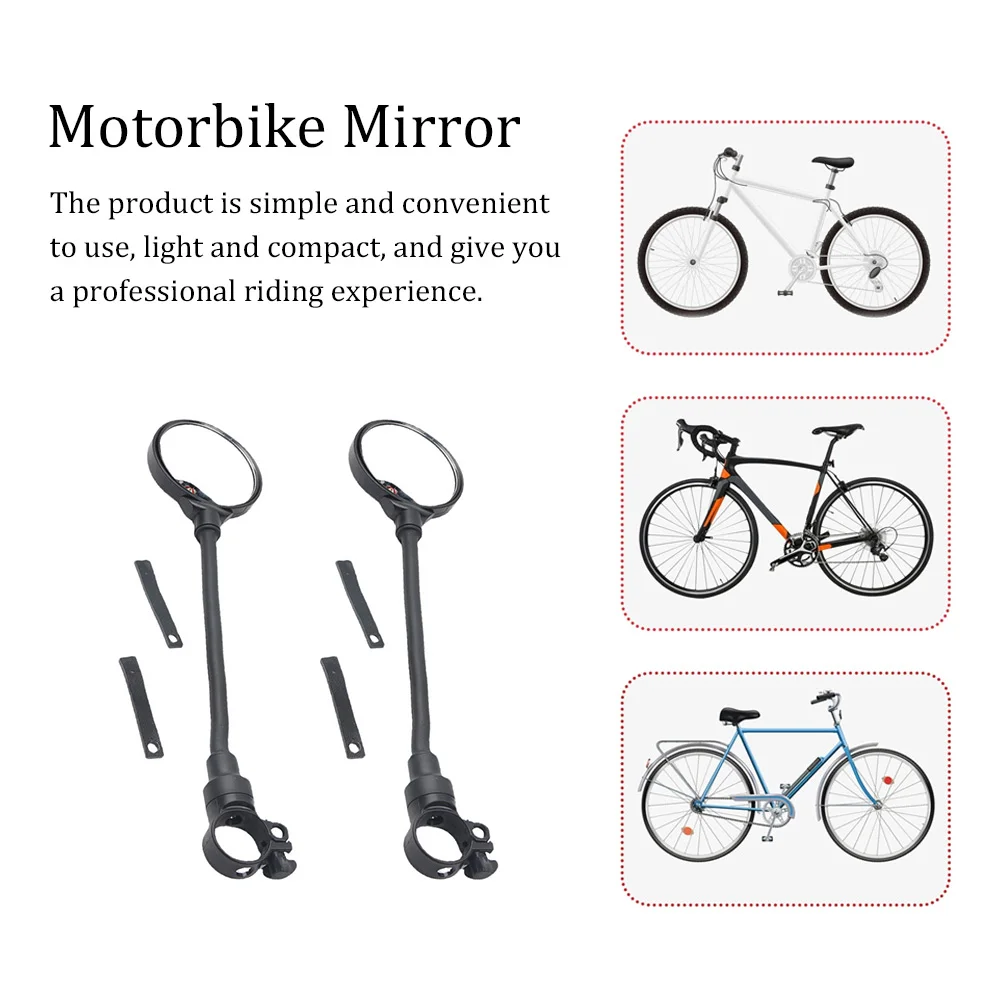 

2 Pcs Bicycle Rearview Mirror Acrylic Convex H Adjustable Soft Tube Bike Accessories Lightweight Easy Installation Durable