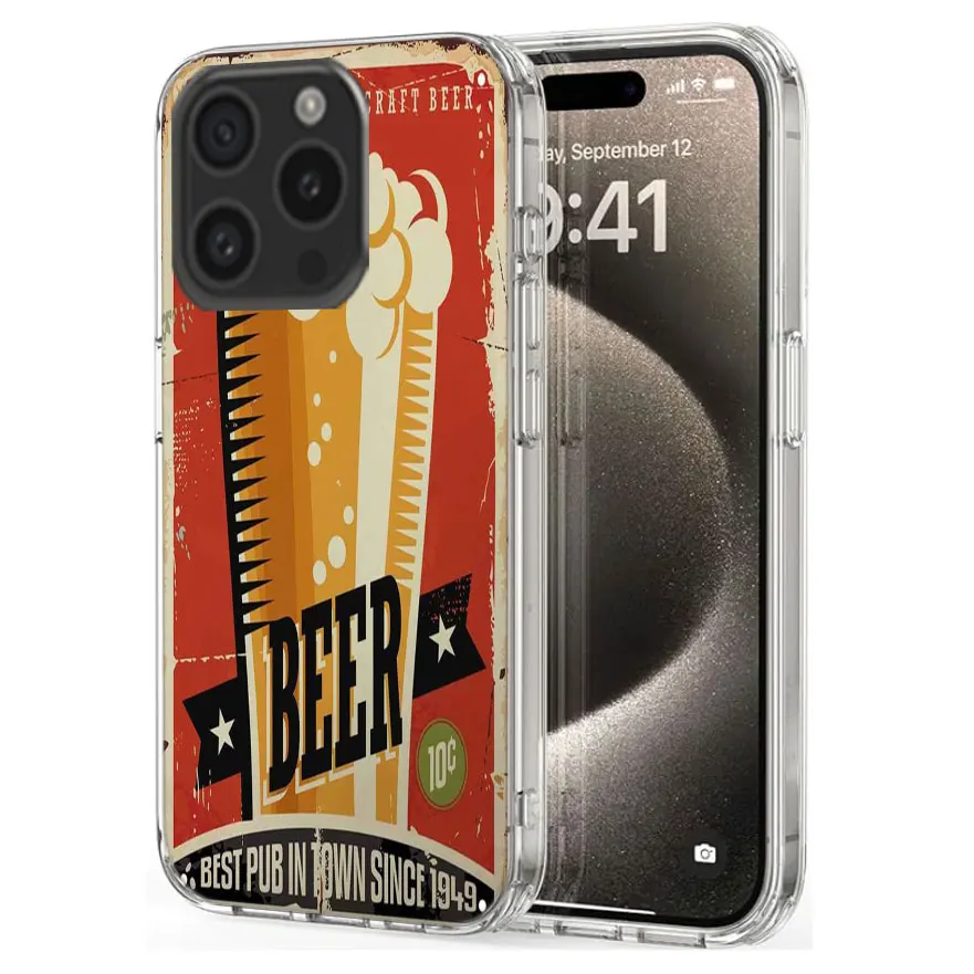 Beer Cup Barley Vintage Rusty iron plate Clear Phone Case For Apple iPhone 12 13 Mini 11 14 15 16 Pro Max Cover XS MAX XR Soft