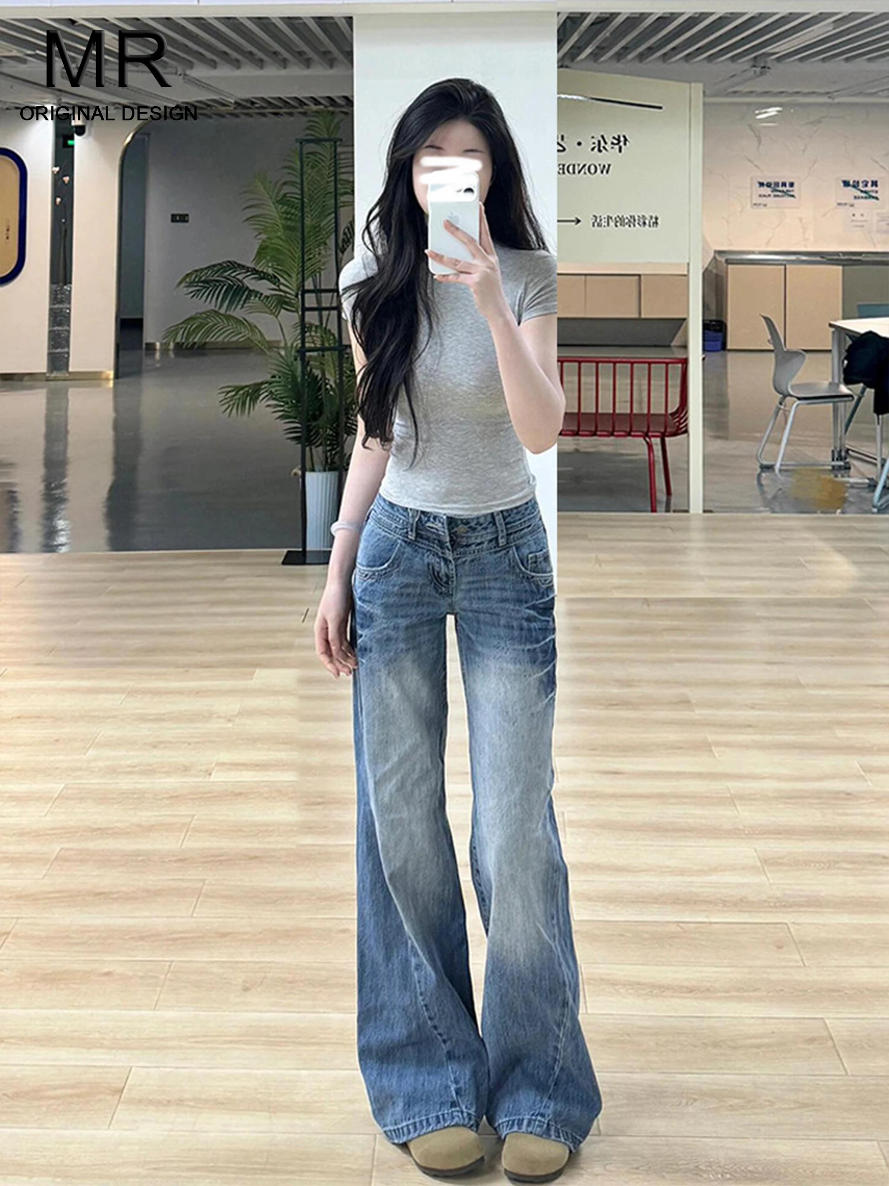 

Женские джинсы с низкой посадкой, широкими штанинами, в американском стиле, свободные, стройнящие, длиной в пол, прямого кроя, повседневные, весна 2026