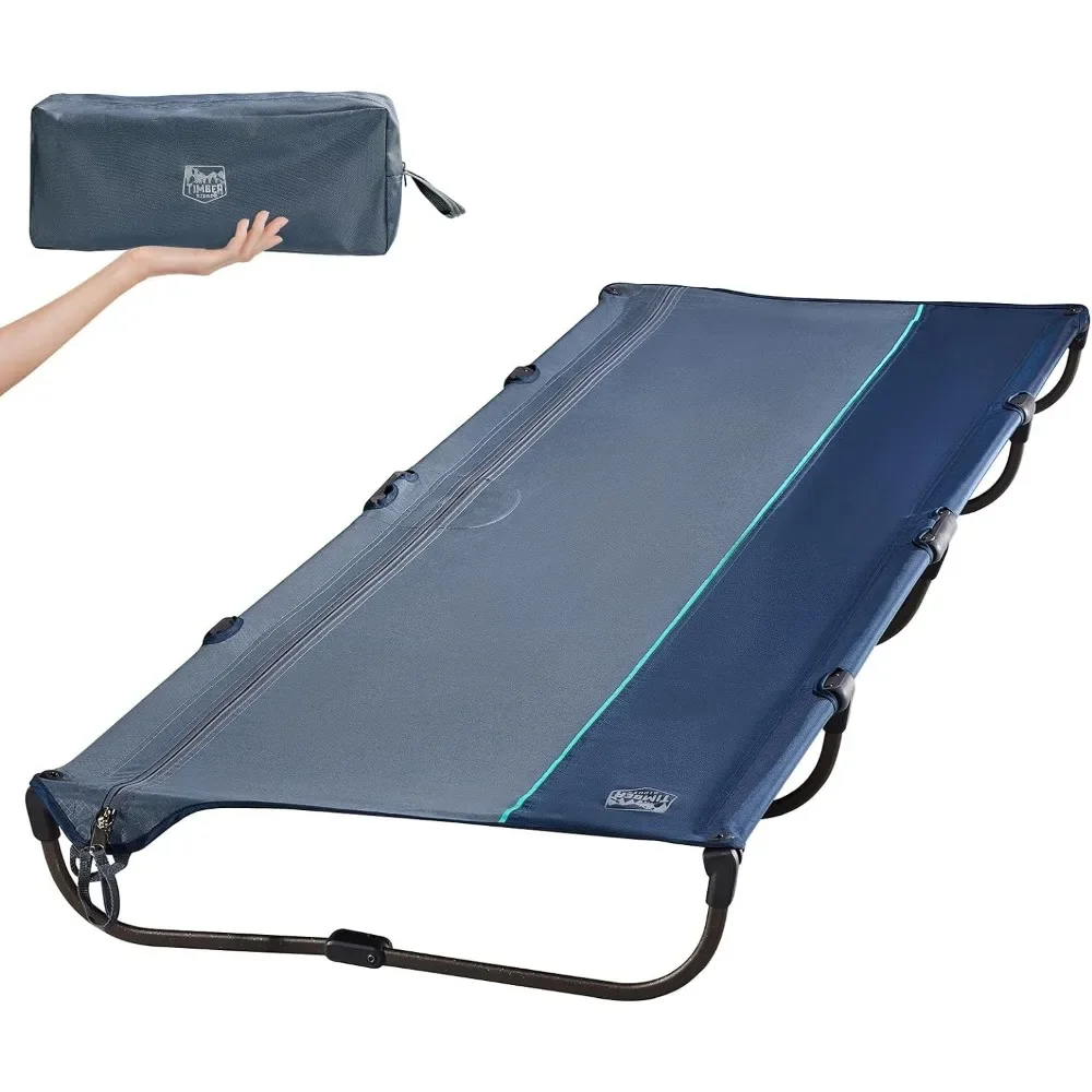 Lightweight Aluminum Camping Cot, 20-Second Quick Set-Up Folding Cot with Zipper Closure, Portable Carry Bag Included