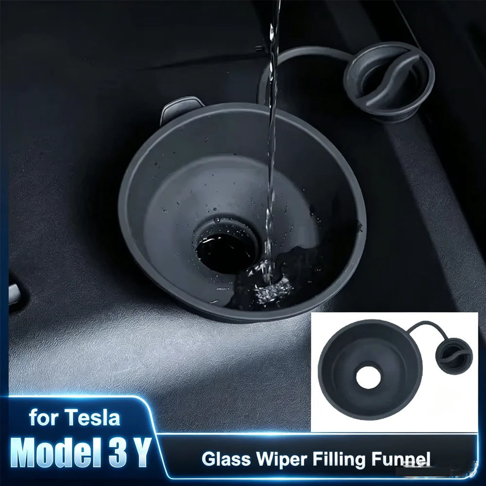 Silicone Anti-Spill Windshield Washer Fluid Funnel For Tesla Model 3 Highland Model Y Juniper Wiper Water Filler Car Accessories