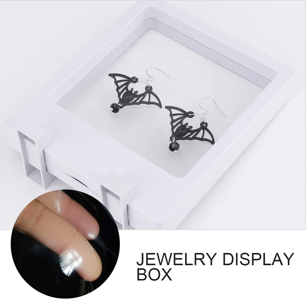 

3pcs Transparent Pe Film Jewelry Display Holder Clear Durable Case For Medals Coins Stamps Jewelry Rack Table Top Showcase White