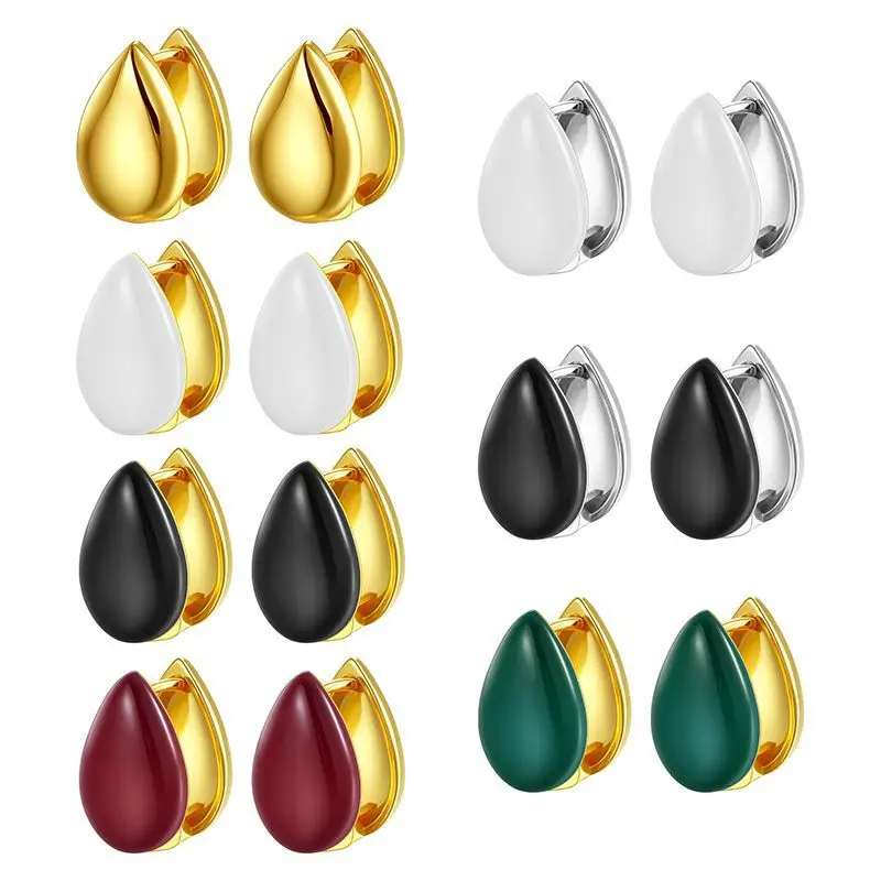 

Fashion Double-sided Enamel Ear Clip Hypoallergenic Earrings Metal 14k Gold Plated Woman Christmas Gifts