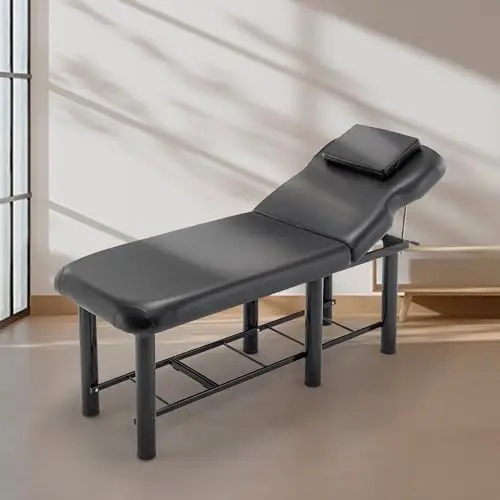 Professional Massage Bed 73 Inch, Treatment Table Salon with Removable Headrest, Faux Leather Stationary Physical