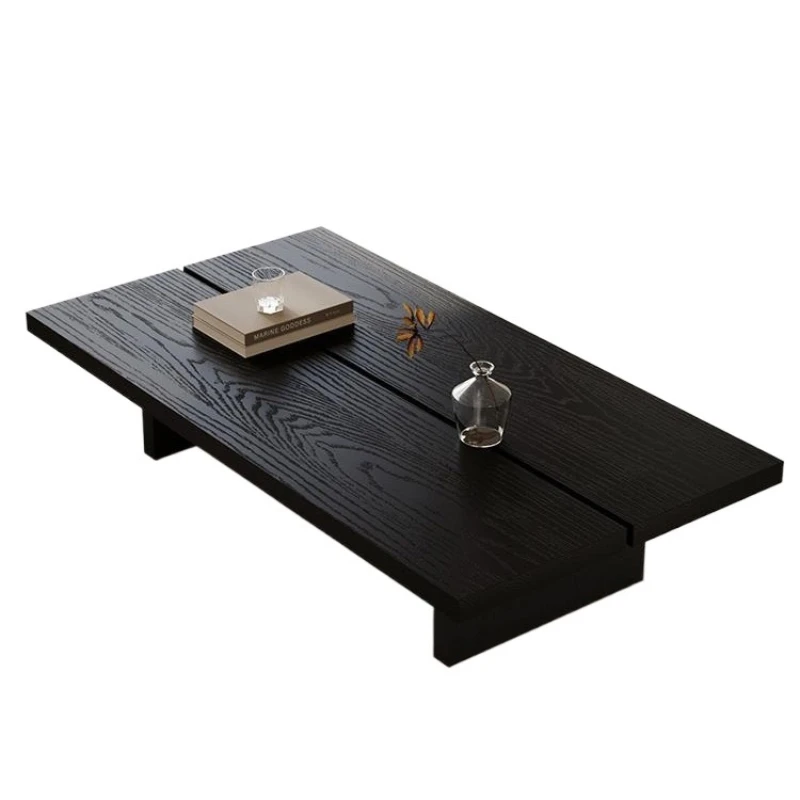 

wabi-sabi wind solid wood coffee table, living room household black tea table, low table, carbonized solid wood small apartment