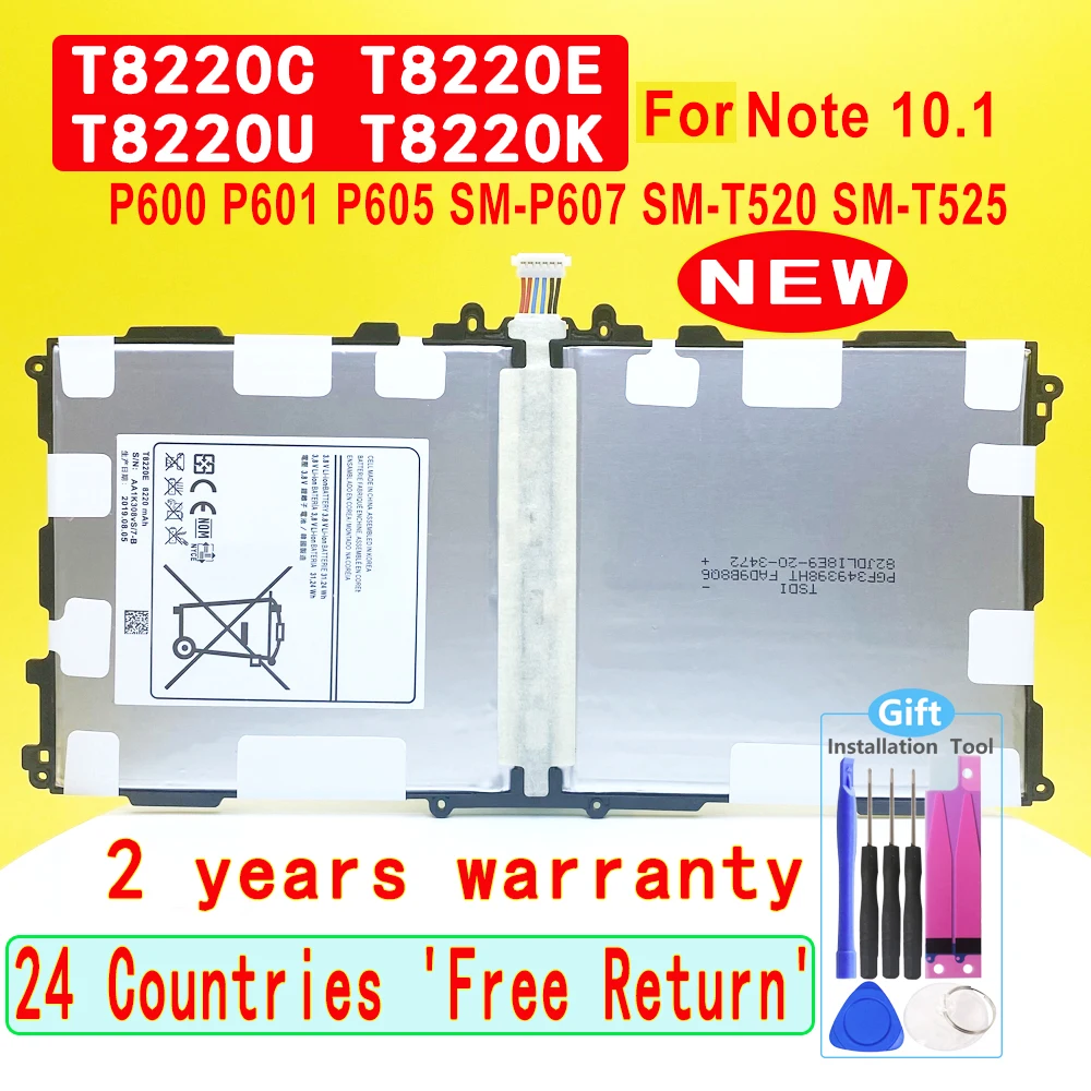 Tablet T8220C T8220E Battery For GALAXY Note 10.1 2014 Edition Tab Pro P600 P601 P605 P607 SM-T520 SM-T525 8220mAh