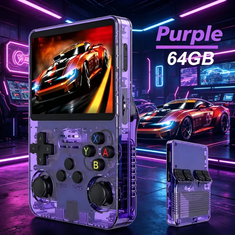 

Новая портативная игровая консоль R36S в ретро-стиле с Linux-системой, 3,5-дюймовым IPS-экраном, R35s Pro, портативный карманный видеоплеер, 64 ГБ игр