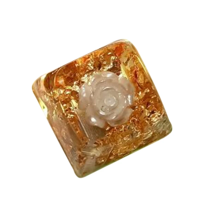 Camellias Resins Keycap Flower Pattern Clear Keycap for Mechanical Keyboards N2UB