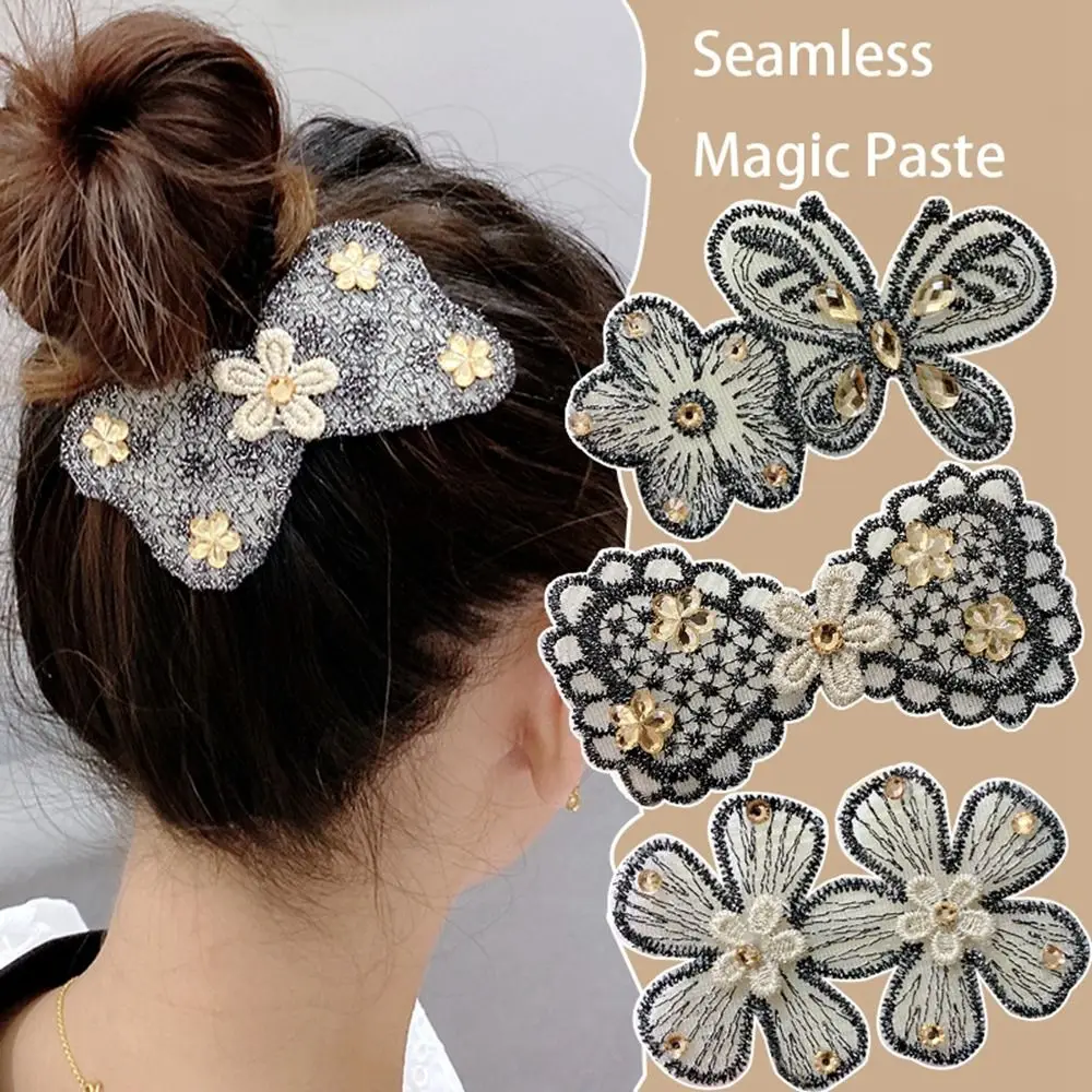 

New Pearl Lace Velcro Bangs Headband Female Broken Hair Post Fixed Seamless Magic Paste Hair Accessories
