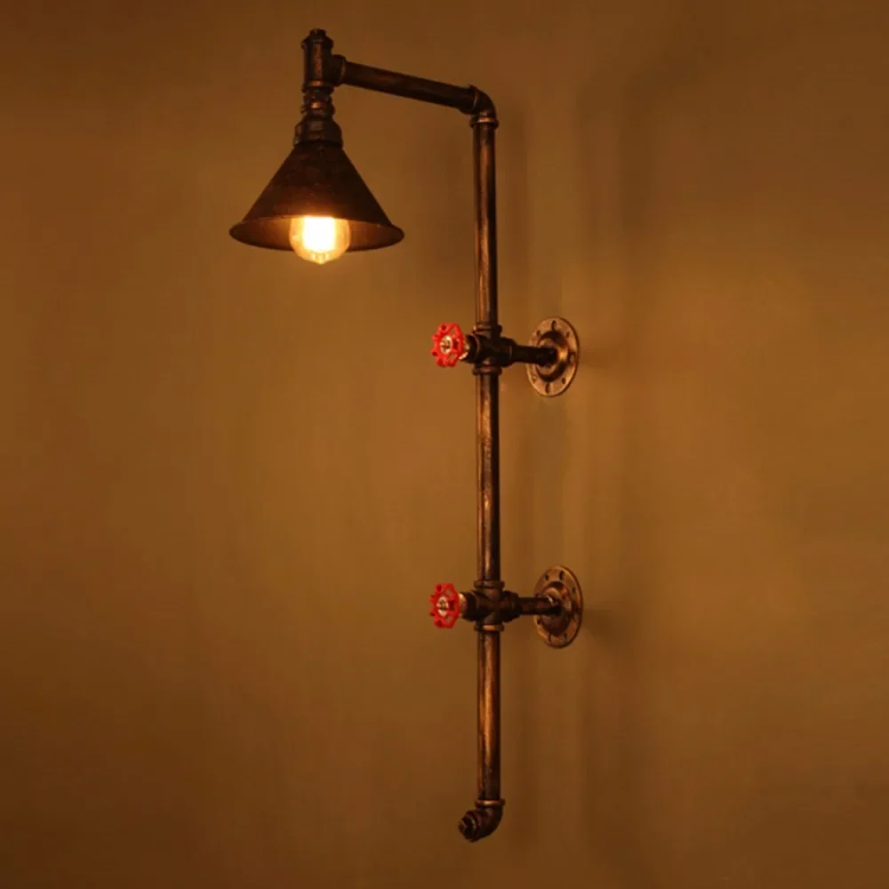 

Vintage Loft Water Pipe Wall Lamp Rustic Loft Style e27 sconce lights for living room bedroom restaurant bar