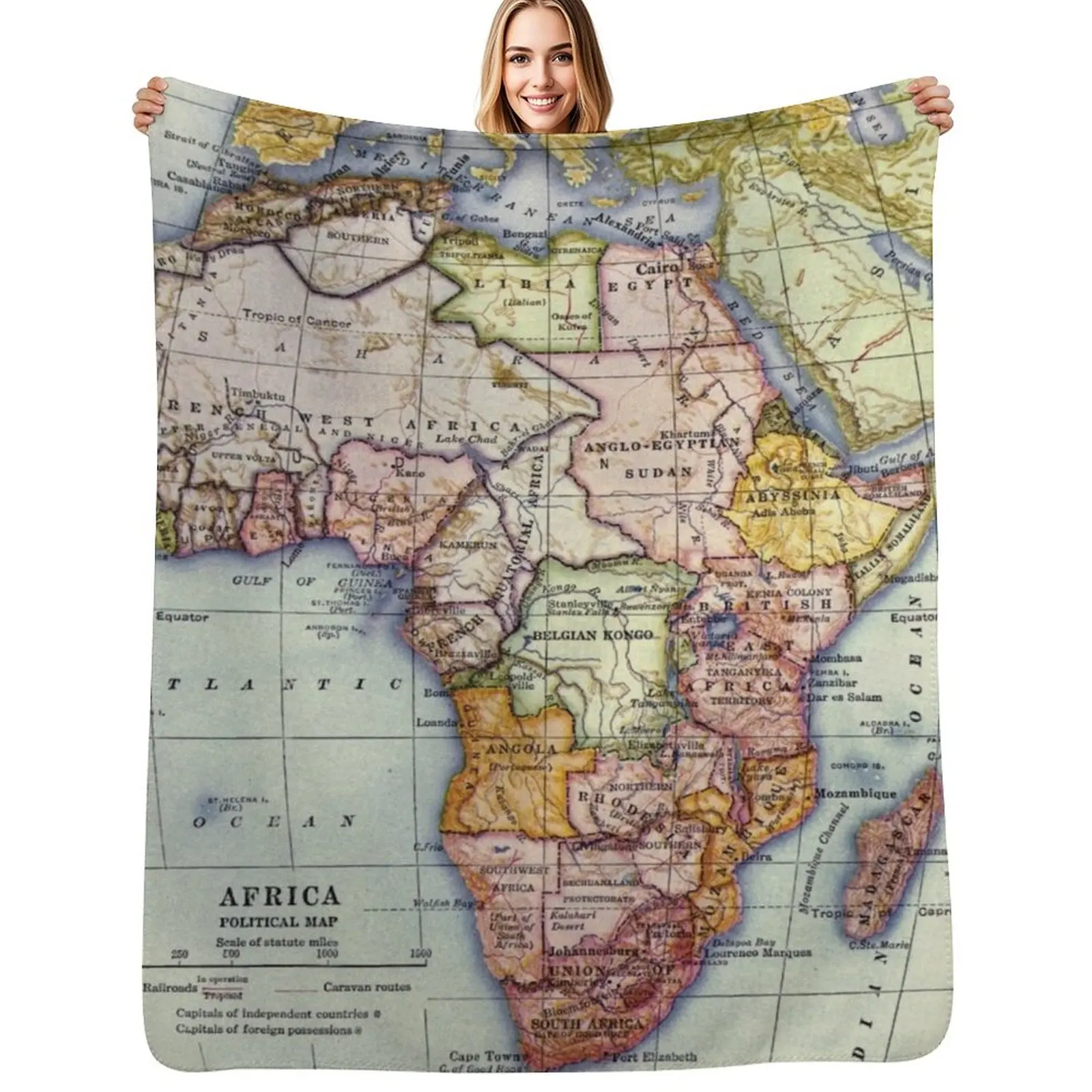 

Vintage Africa Map (1921) Throw Blanket Fashion Sofas Luxury Throw Cute warm for winter Blankets