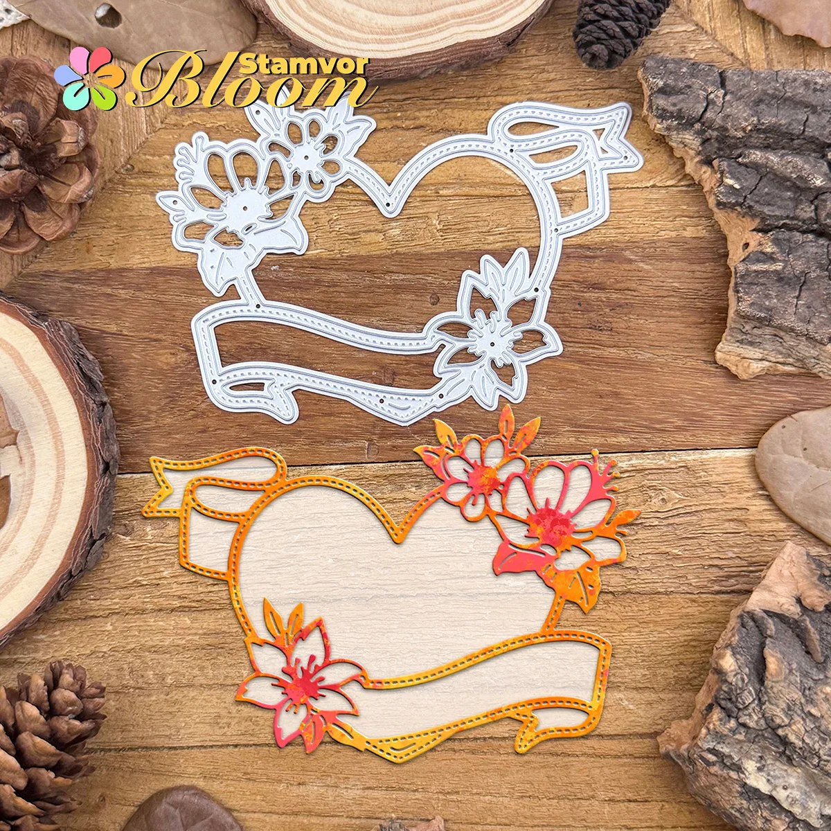 Original schöne Blumen Spitze Banner Liebe Rahmen Metall Stanzformen Scrapbooking dekorative Prägung