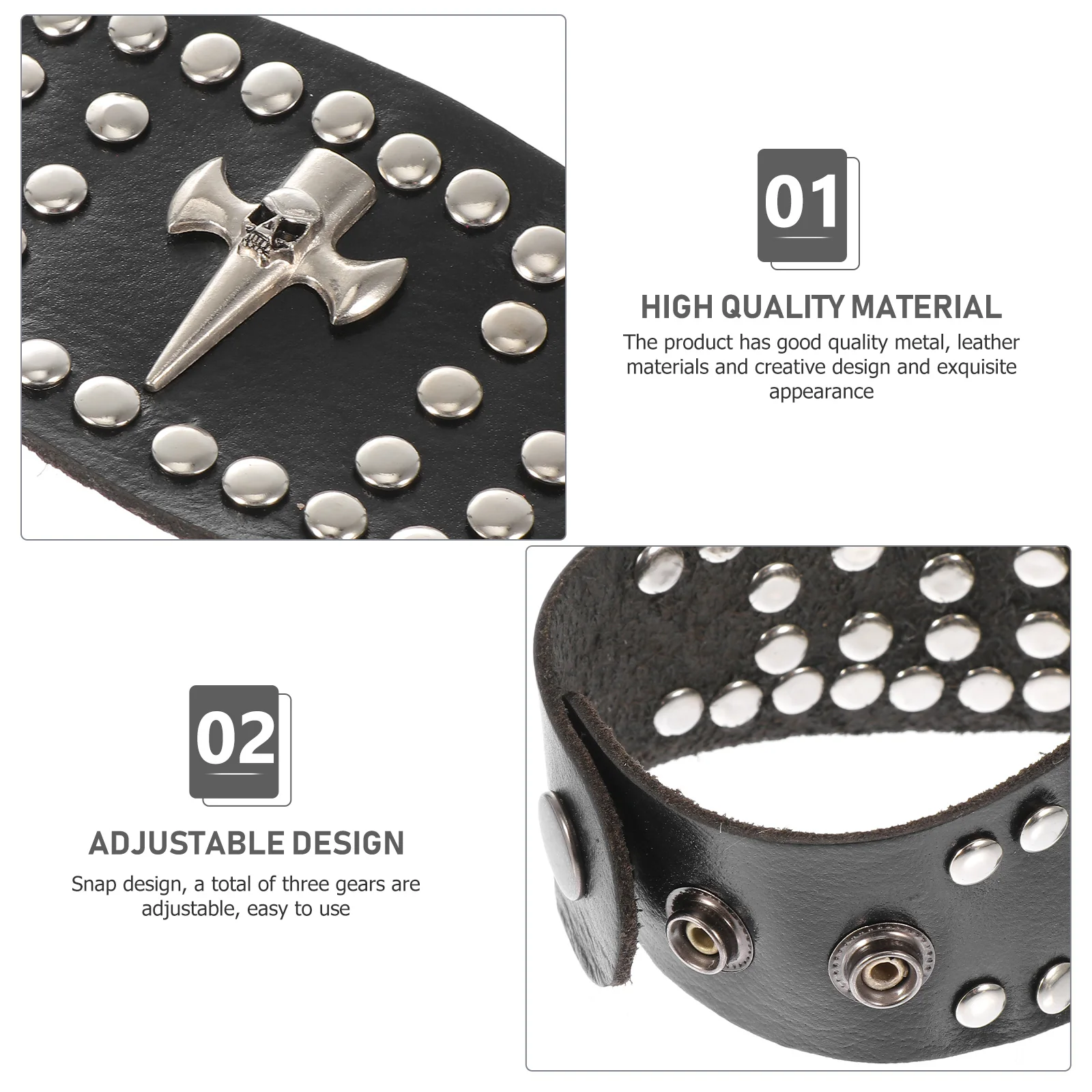 

Punk Handband Bracelets Decorate Halloween Goth Accessories Men Men's Skull Wristband Man