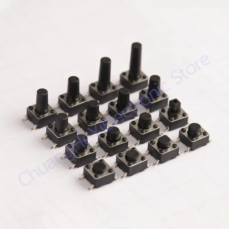 1000Pcs 6x6mm Panel PCB Momentary Tactile Tact Mini Push Button Switch SMT 4pin 6x6x4.3-12 MM 6*6*4.3MM 5MM 6MM 7MM 8MM - 12MM