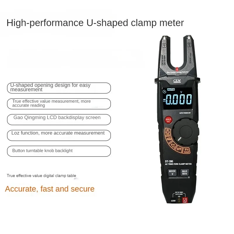 DT-390 Industrial True RMS Current and Voltage Open Clamp Meter Electrician Multi-Energy Meter