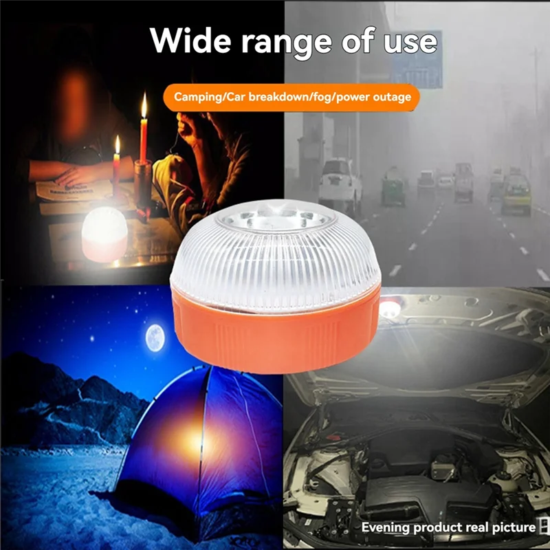 5 luci flash a LED di emergenza V16 Lampade di avvertimento bianche e gialle con base magnetica Luce di sicurezza stradale-VVNB