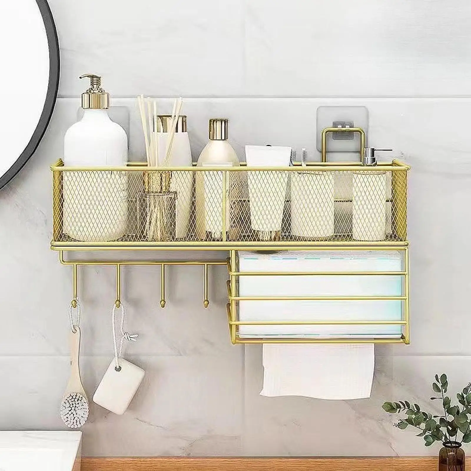 

Bathroom Storage Rack Wall Mounted Organizer Bathroom Shelves Shower Bin for Shower