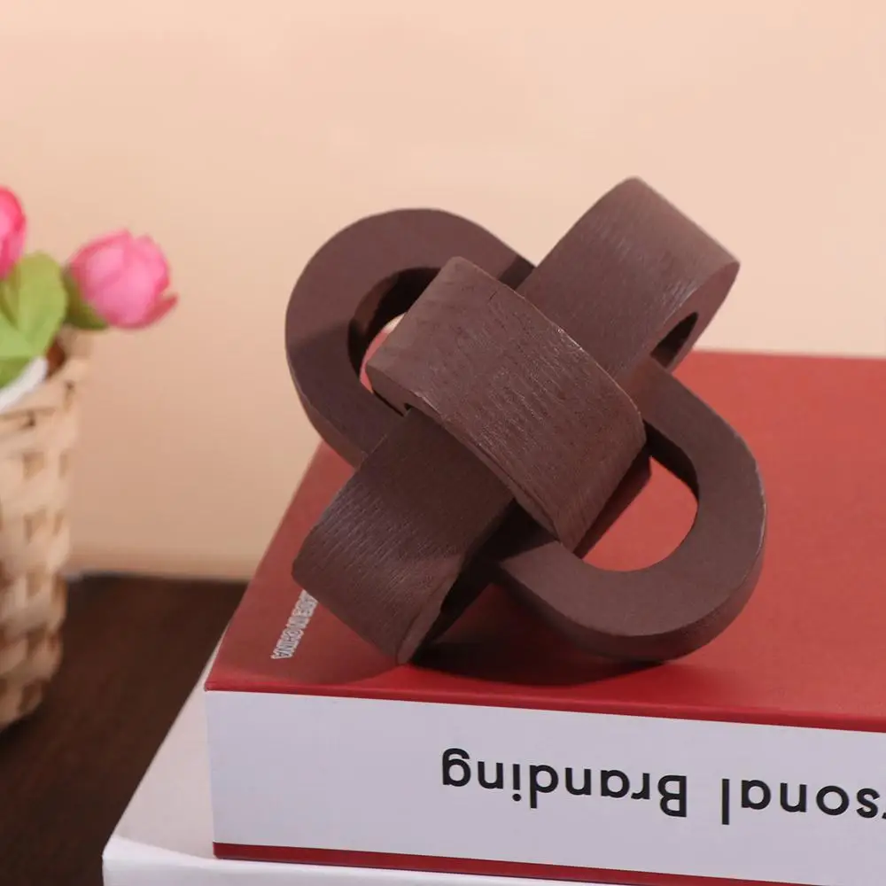 Creative Art Craft Wood Knot Ornament Handmade 3-Link Chain Wooden Buckle Hand-carved Wooden Chain Ball Home Decor