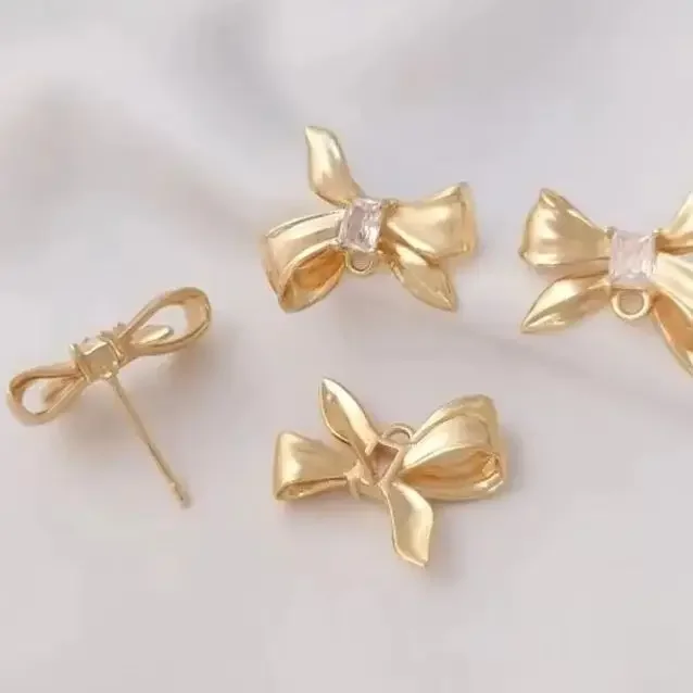 

14K Gold Microinlaid Zircon Pearl Earrings with Color-Protective Coating 925 Sterling Silver Posts DIY Adhesive Crystal St