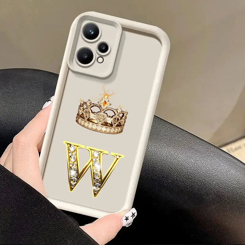 

Crown Initial Letter T W R N Phone Case For Realme 8 9 11 14 12 13 Pro Plus C31 C33 C35 C53 C55 C63 C65 C67 C71 C75 GT 3 6 Cover