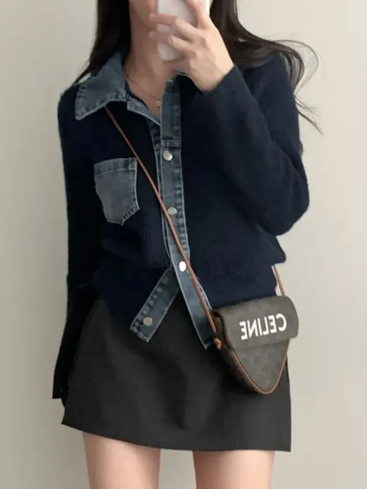 العصرية الدنيم محبوك سترة معطف المرأة شتاء جديد Sle الدافئة تنفس فام أعلى تخفيف نمط مادة أخرى 00% #4