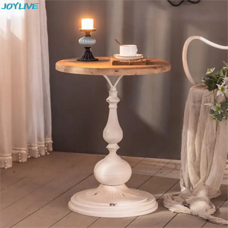 JOYLIVE Retro Solid Wood Coffee Table Sofa Corner Table Tea Table Balcony Desk Old Craft Small Round Table 2022 New Dropship