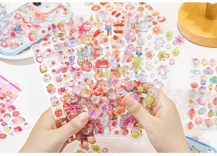 

Cute 3D relief jelly candy party series stickers cartoon animal stickers girl DIY diary stationery stickers