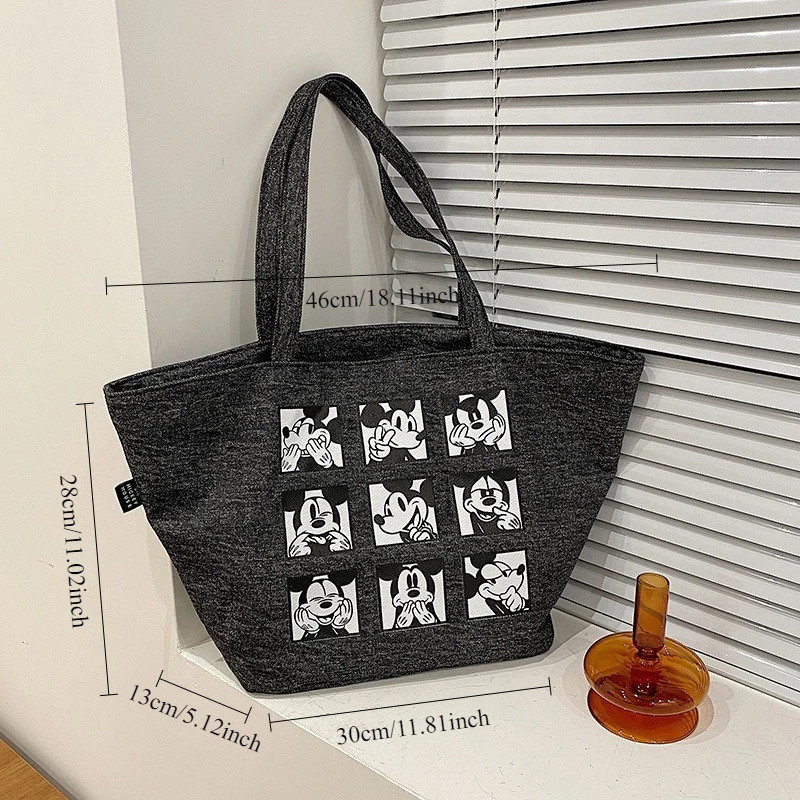 حقيبة يد ديزني ميكي ماوس القماشية للنساء حقيبة كتف ذات سعة كبيرة باللون الأسود للسفر والتسوق والمدرسة #2
