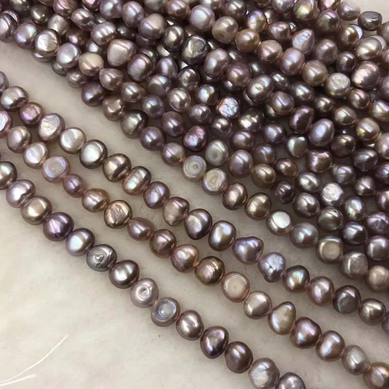 ELEISPL Wholesale 12 Strands 7-8MM Nugget Baroque Real Pearls Loose Strings White Pink Purple Beads  #1022