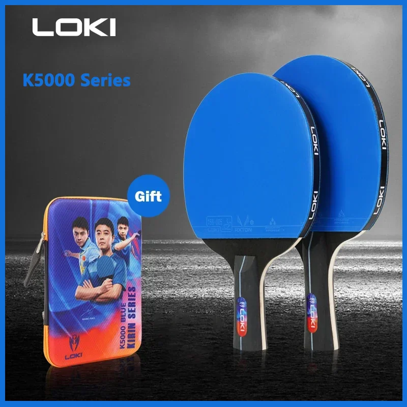 LOKI K5000 Tischtennisschläger-Set, 2-teilig, Heimunterhaltung, PingPong-Schläger mit blauer Farbe, Ping-Pong-Gummi